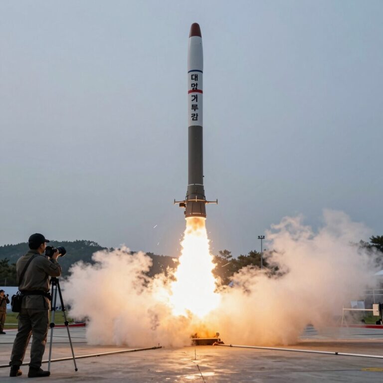 북한 5극 3특이의 핵심인 대륙간탄도미사일 발사 장면으로 안보 전문가들이 주목하는 군사 전략
