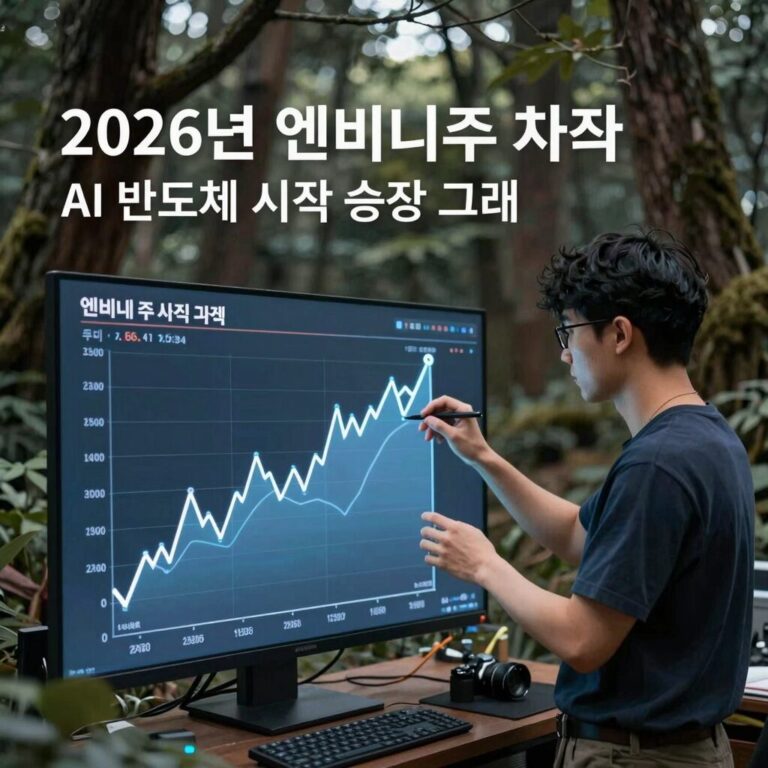 2026년 엔비디아 주가 차트와 AI 반도체 시장 성장 그래프