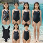 다양한 원피스 수영복 스타일 비교 사진 블랙 기본형 에스닉 모노키니 키즈 생존수영 실내 강습용