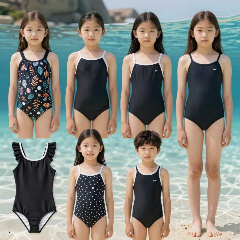 다양한 원피스 수영복 스타일 비교 사진 블랙 기본형 에스닉 모노키니 키즈 생존수영 실내 강습용