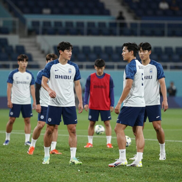 파라과이 대표팀 선수들이 경기장에서 훈련하는 모습, 2026 북중미 월드컵 D조