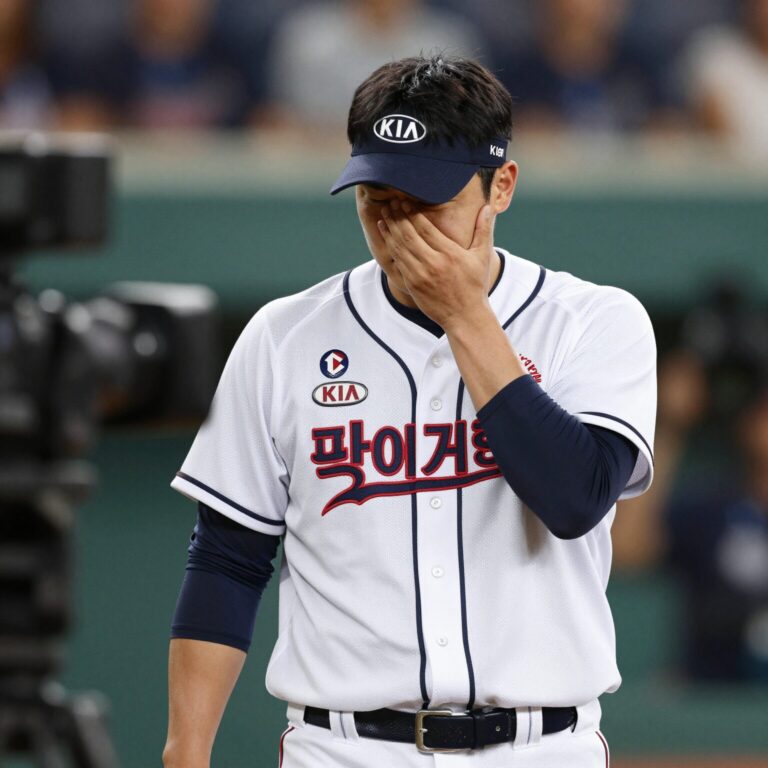 KIA 타이거즈 박재현 선수가 경기 중 어깨 통증으로 교체되는 장면