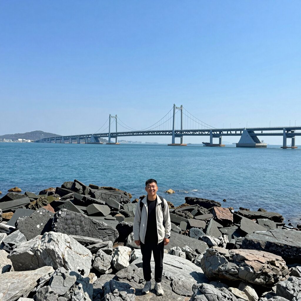 펑후섬 대교 푸른 바다와 하늘
