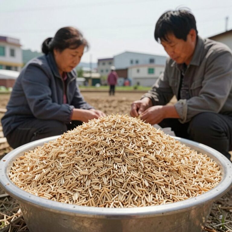 감자를 곱게 채 써는 과정, 채 썬 감자가 그릇에 담겨 있음
