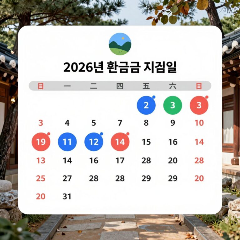 2026년 환급금 지급일을 달력 형태로 정리한 이미지. 주요 환급금 지급일이 색상별로 표시되어 있다.