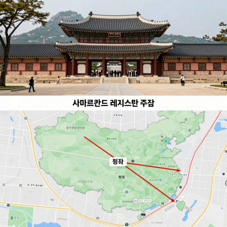 사마르칸트 레기스탄 광장 주변 지도와 주요 명소