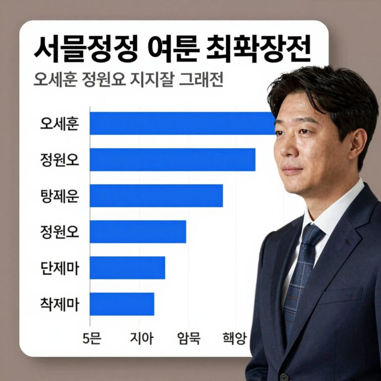 서울시장 여론조사 초접전 오세훈 정원오 지지율 비교 그래프