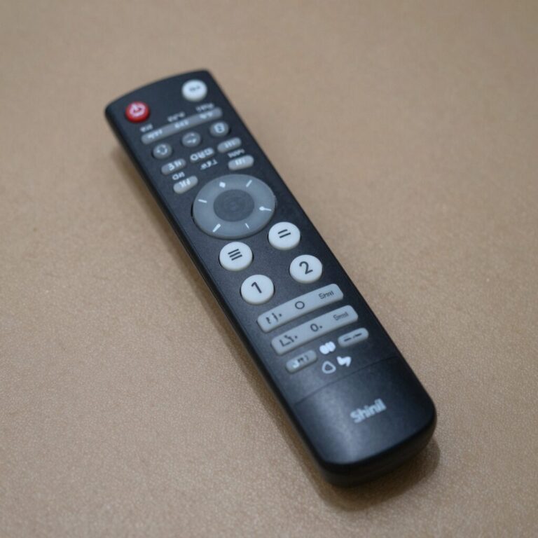 Shinil fan remote control with black body and white buttons