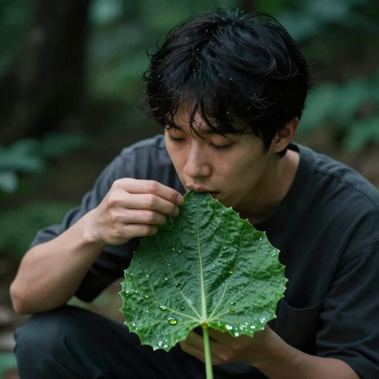누에가 신선한 뽕잎을 먹고 있는 모습