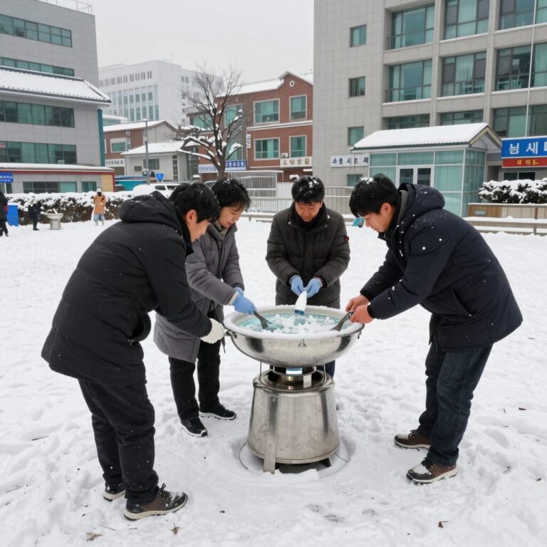 스노우반 눈꽃빙수기계 시연 장면