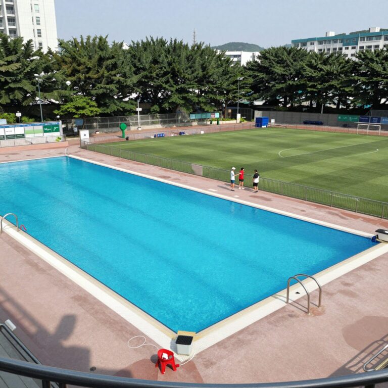 ST7811축구장풀빌라의 수영장과 축구장이 연결된 전경