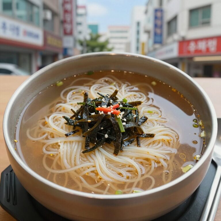 시원한 여름 음식 초계국수 도토리묵사발 오이냉국 완성 접시