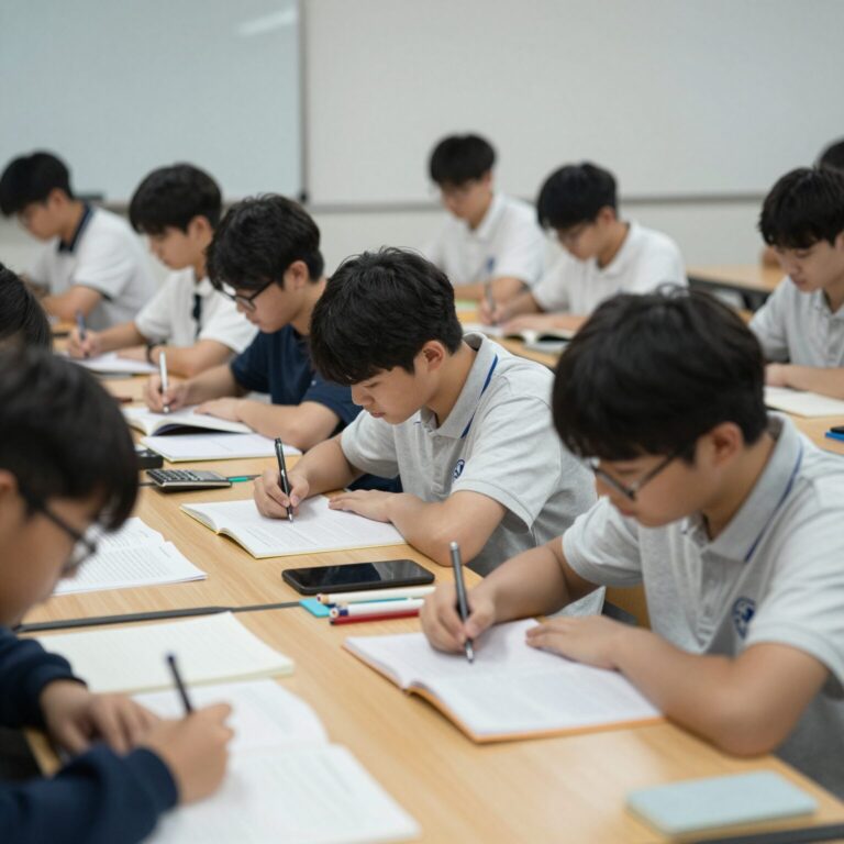 부산 썸머스쿨에서 학생들이 집중해서 공부하고 있는 모습