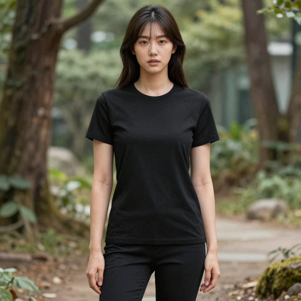 타미힐피거 여성 클래식핏 반팔 카라티 블랙 제품 전면
