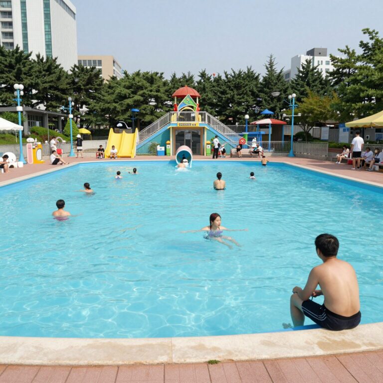 통일로 워터파크 성인풀과 어린이풀 전경