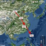 제6호 태풍 장미의 예상 경로를 보여주는 위성 지도