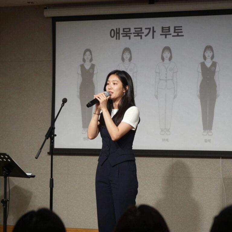 밴드 큰그림 보컬 엄지영이 창원NC파크에서 애국가를 부르는 모습