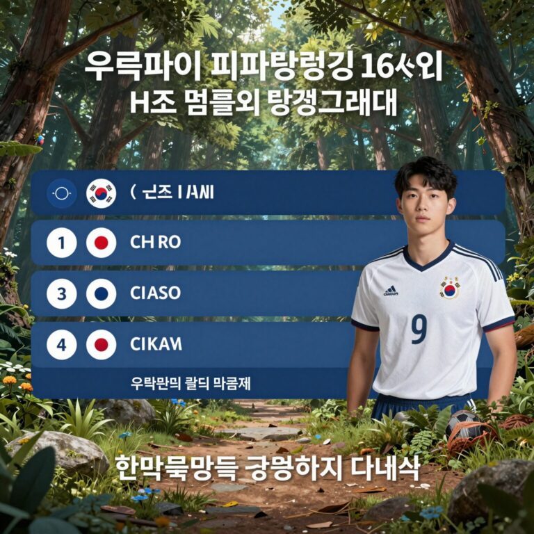 우루과이 피파랭킹 16위와 H조 팀들의 랭킹 비교 그래프
