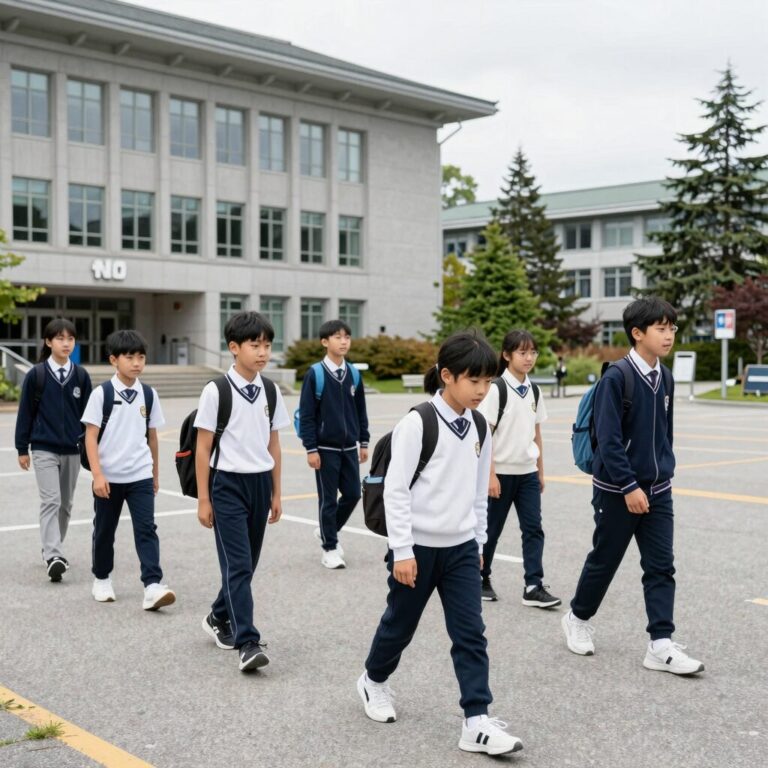 밴쿠버 UBC 캠퍼스에서 중학생들이 야외 활동을 하는 모습