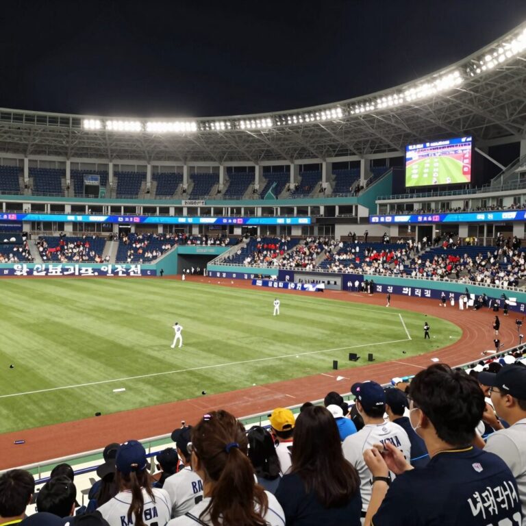 2025 KBO 와일드카드 결정전 경기장 전경과 응원하는 팬들의 모습