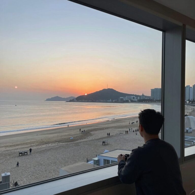 양양 디그니티호텔 오션뷰 객실에서 바라본 낙산해변과 해돋이 풍경