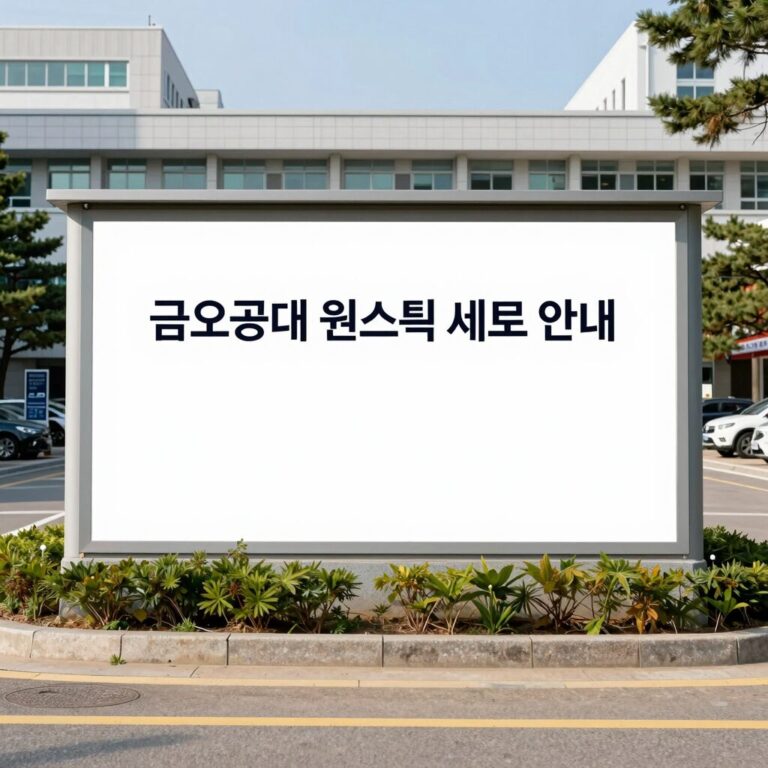 금오공대 원스톱 서비스 안내 표지판과 캠퍼스 풍경