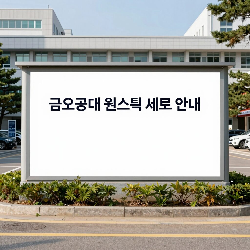 금오공대 원스톱 서비스 안내 표지판과 캠퍼스 풍경