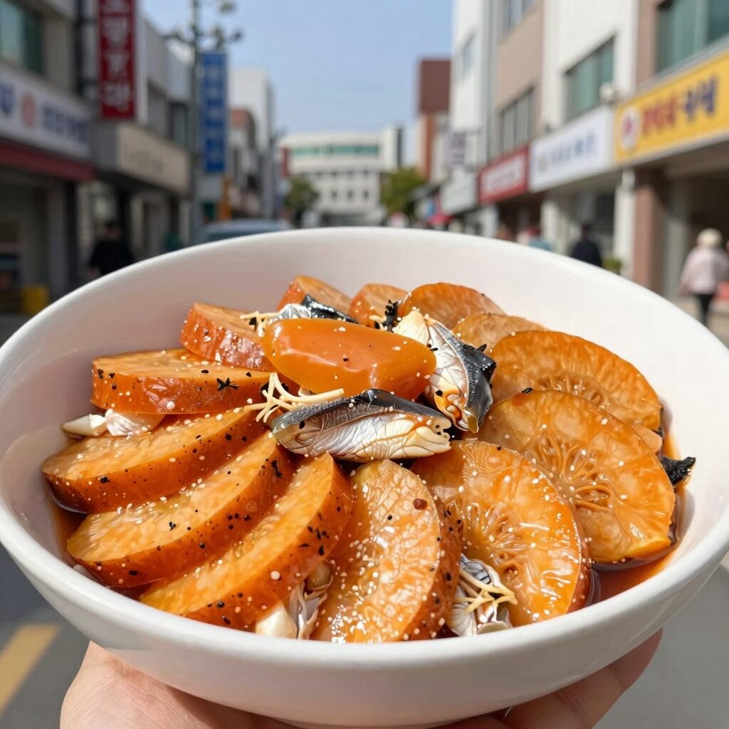 고구마순 갈치조림 완성된 접시 사진