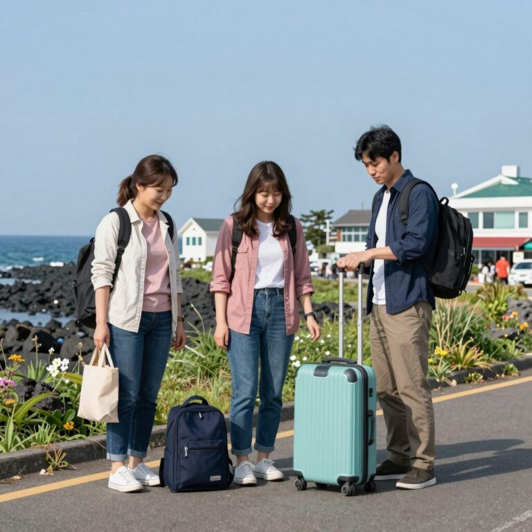 제주 9월 날씨에 맞춘 여행 준비물과 옷차림을 보여주는 사진
