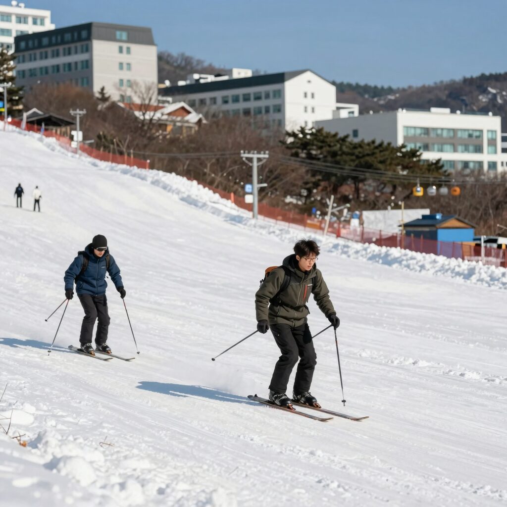 알펜시아 알파인 코스터를 타고 내려오는 모습