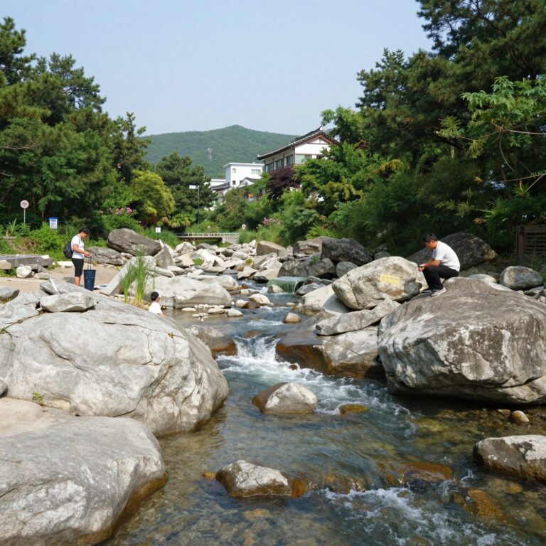 무주 구천동 계곡 전경, 맑은 물과 기암괴석이 어우러진 풍경