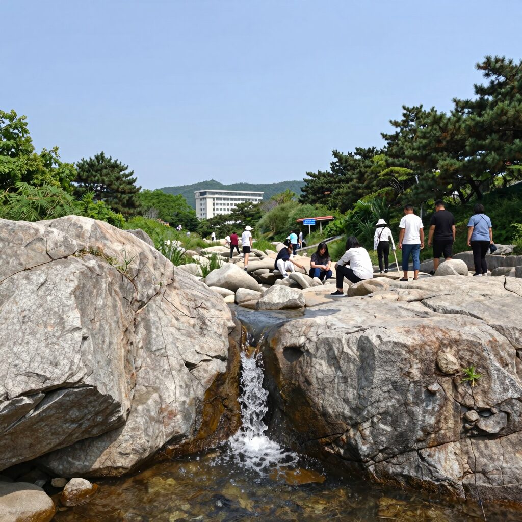 북한산 계곡 시원한 물줄기와 바위