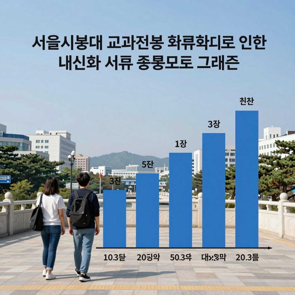서울시립대 교과전형 서류평가 확대로 인한 내신과 서류의 중요도 변화 그래프