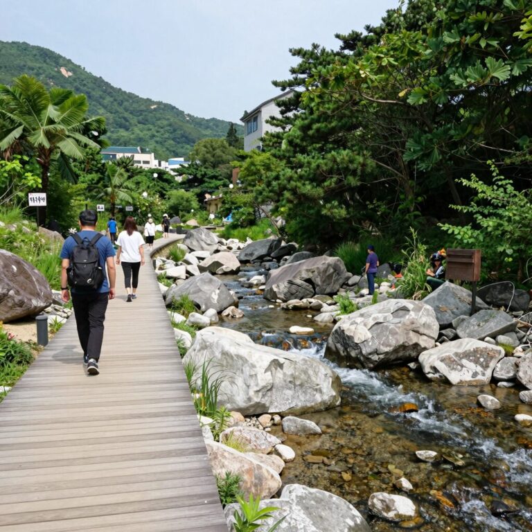 지리산 뱀사골 계곡 맑은 물과 무장애 데크길의 여름 풍경