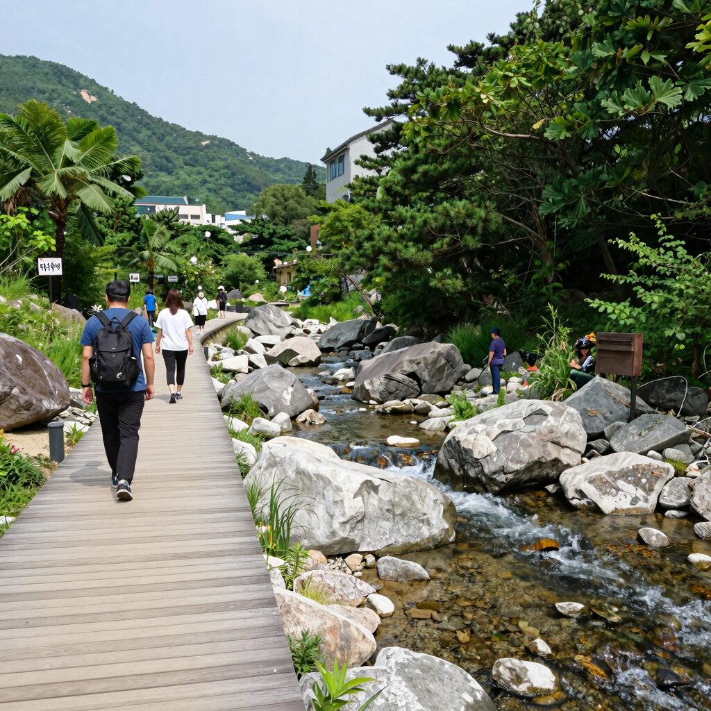 지리산 뱀사골 계곡 맑은 물과 무장애 데크길의 여름 풍경