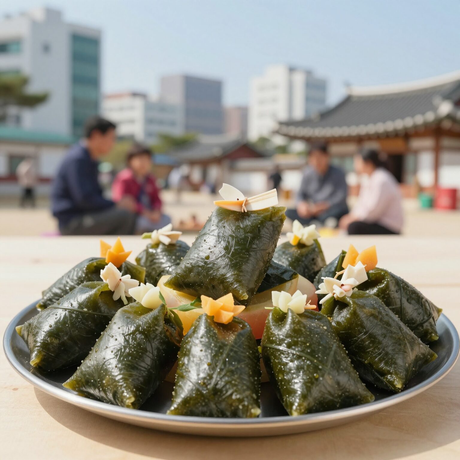 우란분절 제사상 과일 나물 송편
