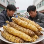 싱싱한 고구마순으로 만든 나물 요리 사진