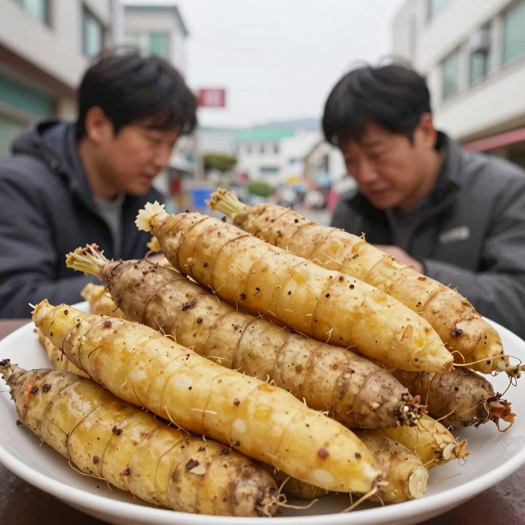 싱싱한 고구마순으로 만든 나물 요리 사진