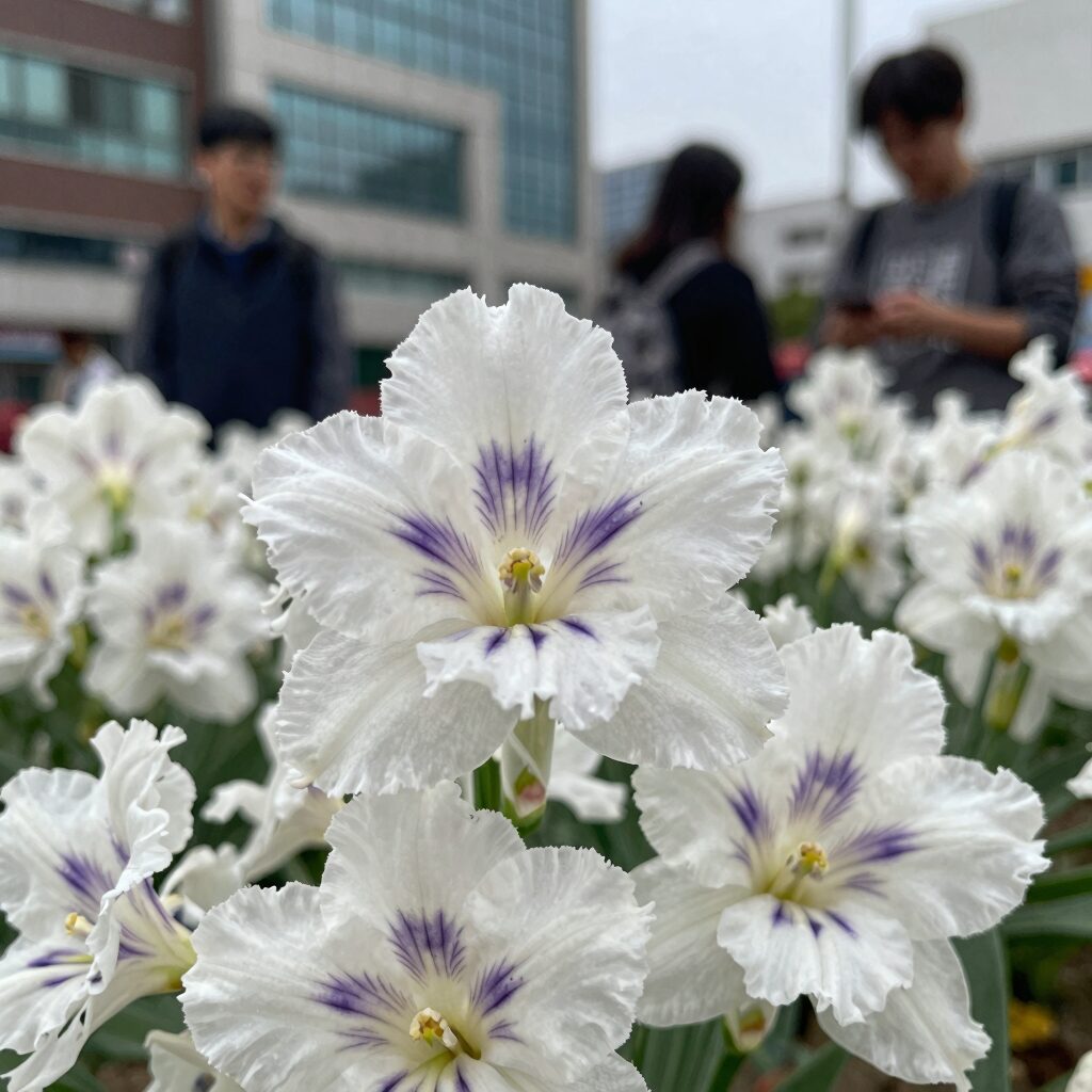 계요등 꽃 흰색통꽃 자주색 무늬 샘털