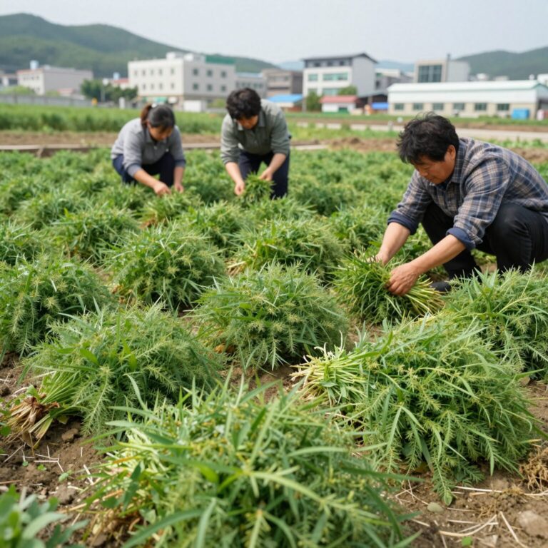 들깻잎 효능을 가진 신선한 들깻잎 수확 모습
