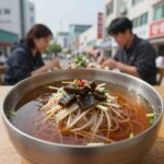 냉면 육수 활용 요리 도토리묵사발과 초계국수 완성 사진