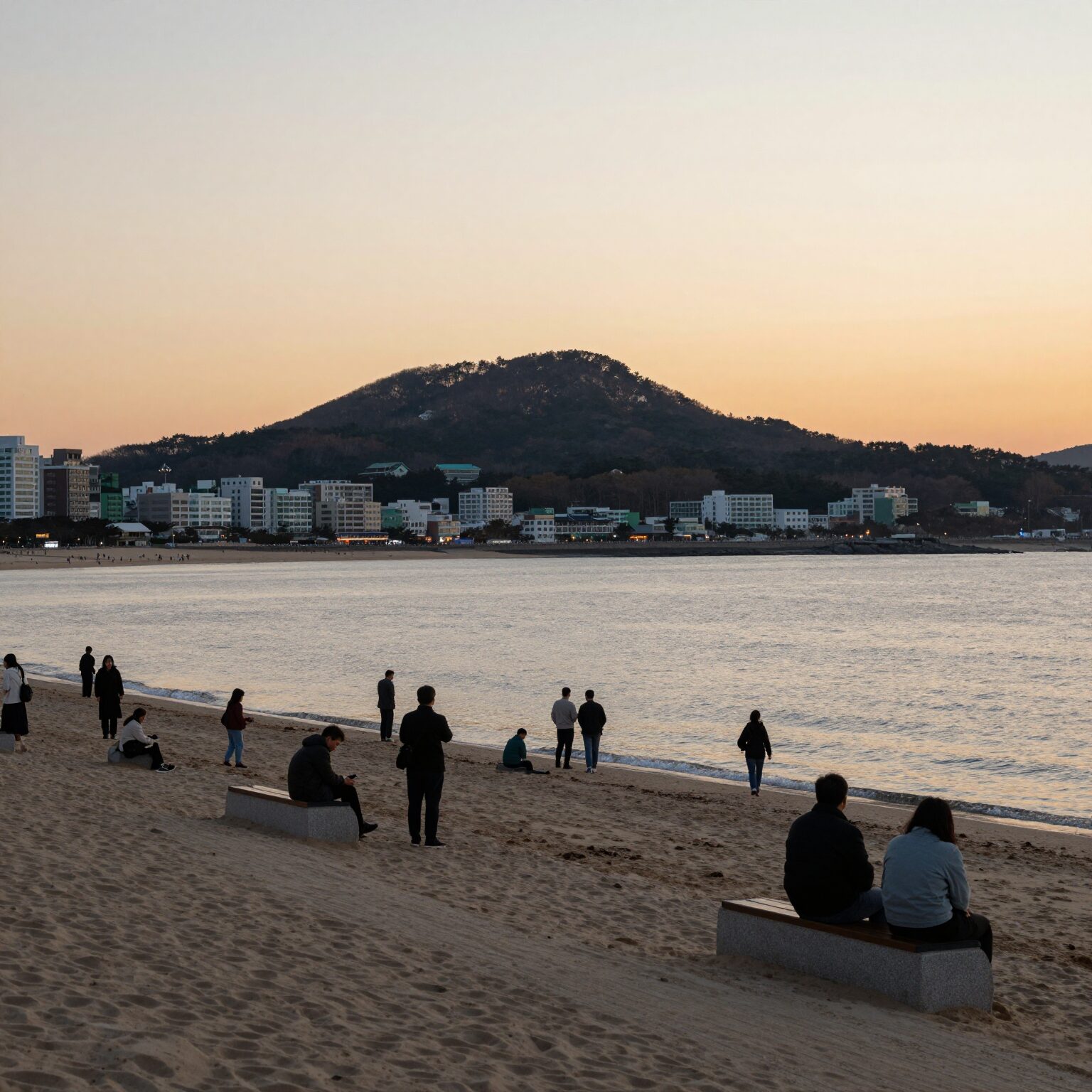 신양섭지해수욕장 일몰 성산일출봉 조망