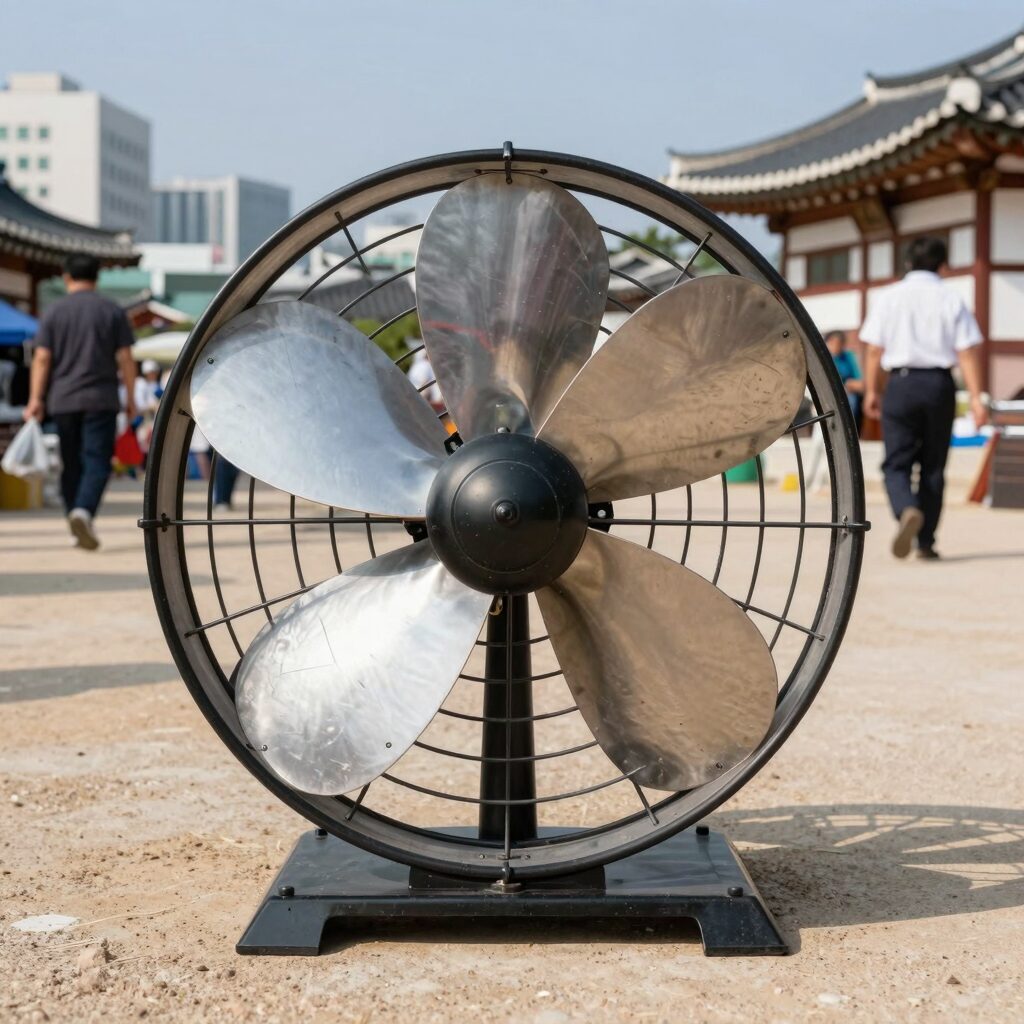 전주 선풍기 날개 파는 곳 한영철물 매장 전경과 날개없는 선풍기 비교 사진