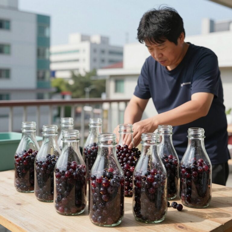 아로니아 담금주 재료와 유리병 준비