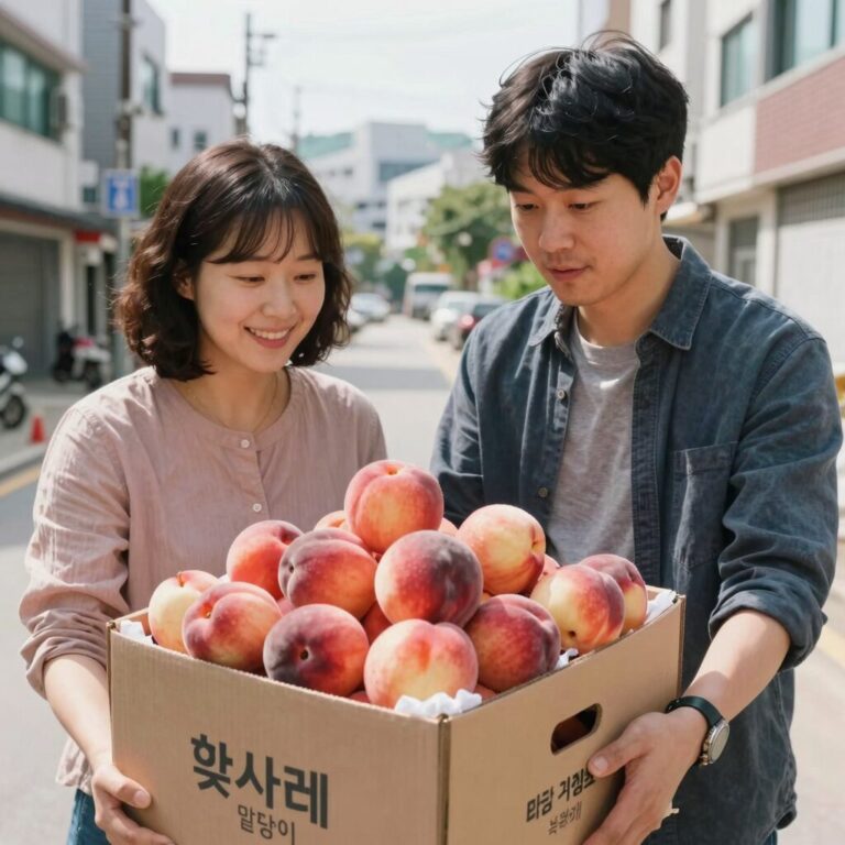 햇사레 복숭아 말랑이와 B급 가정용 복숭아 박스