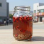 아로니아 청 만들기 성공하는 방법 아로니아와 설탕을 1:1 비율로 섞어 유리병에 담아 숙성 준비하는 사진