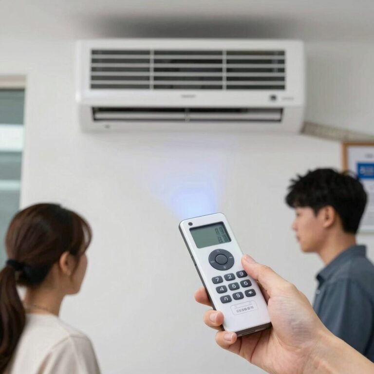 스마트폰 카메라로 에어컨 리모컨 적외선 발광 확인