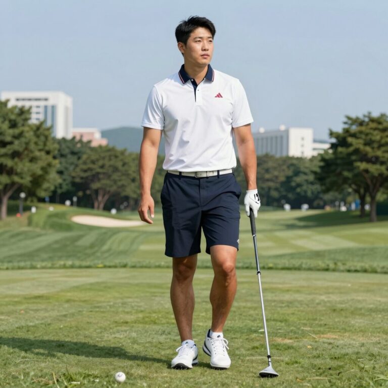 남성 골프 반바지 아디다스 A2000 레귤러핏 빅사이즈 착용 모습