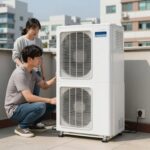 원룸 이동식 에어컨 전기세 절약을 위한 인버터 듀얼덕트 제품 사용 모습