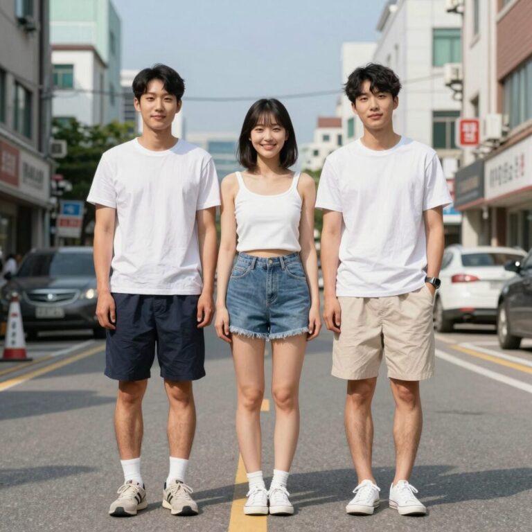 여름 A라인 반바지 코디 예시 사진